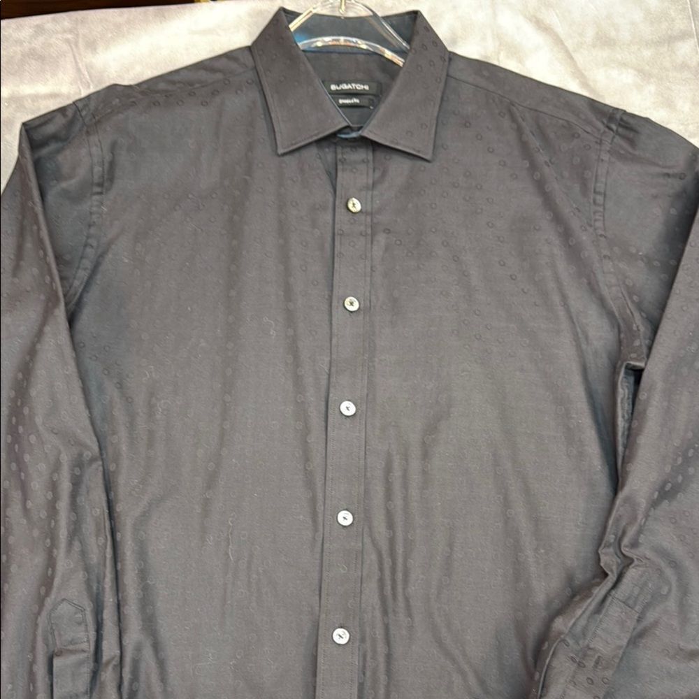 Bugatchi Black Casual Shirt with Pointed Collar
